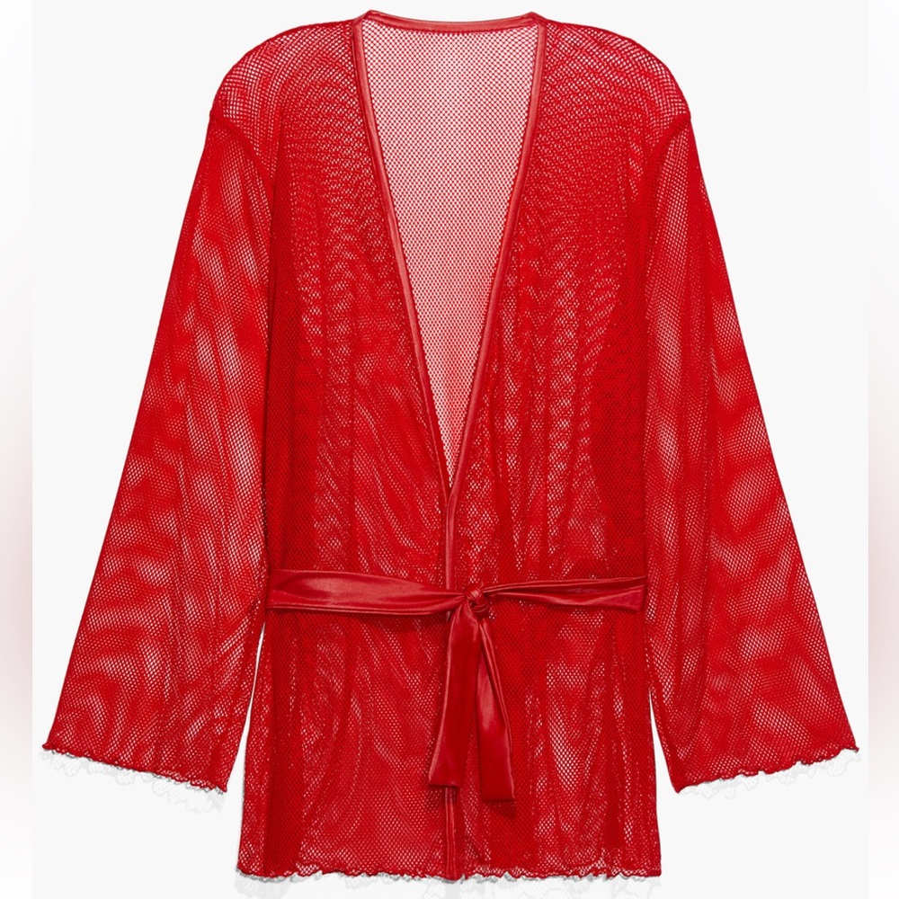Savage X Fenty Elegant Red Fishnet Robe